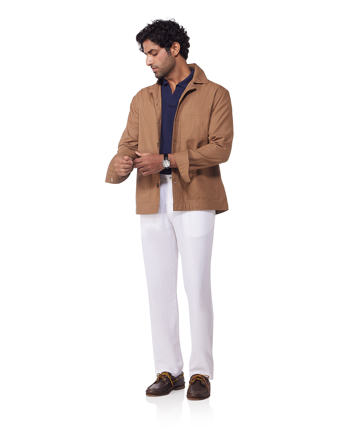 Aven Cotton Linen Shacket - Light Khaki