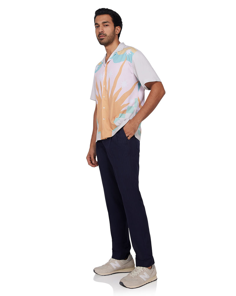 Orange Ember Printed Seersucker Shirt