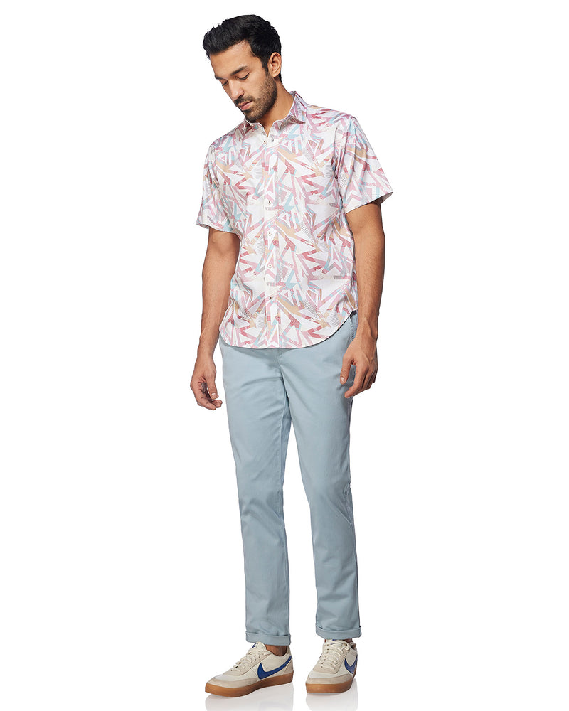 Yellow & Pink Line Printed Shirt