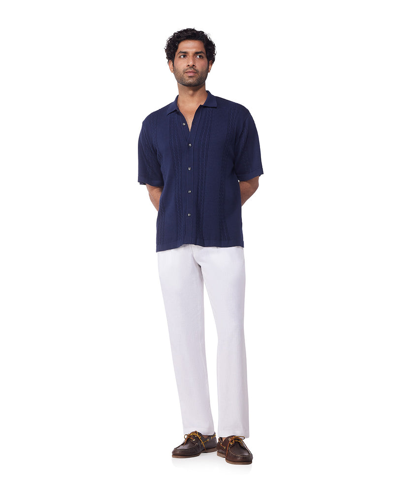 Palmscape Cotton Linen Pants - White