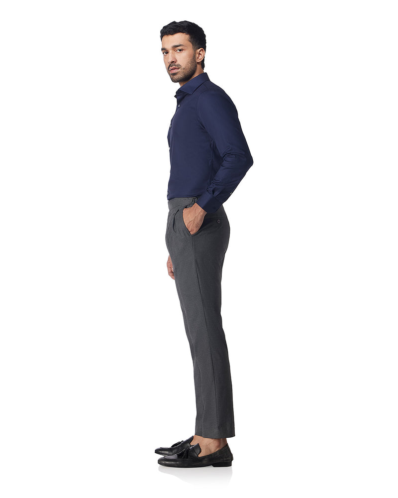 Navy Blue Cross-Dobby Shirt