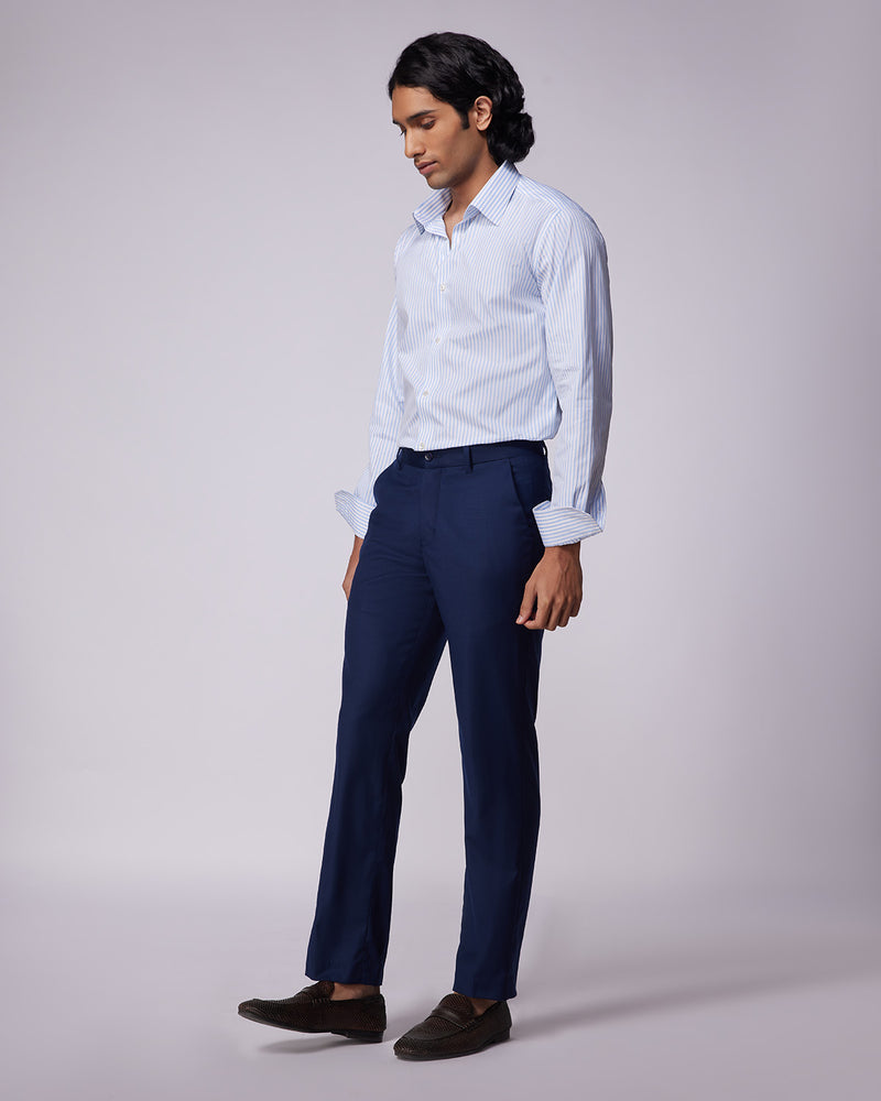 Exquisite Blended Wool Dress Pants - Navy