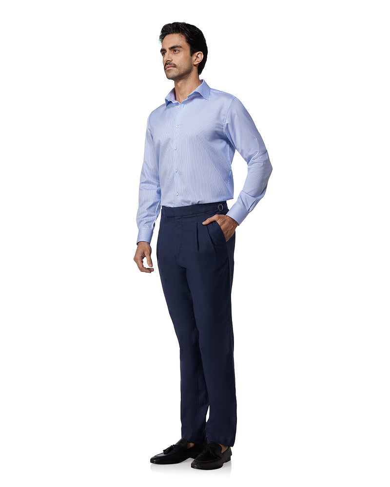 Blue & White Twill Striped Shirt