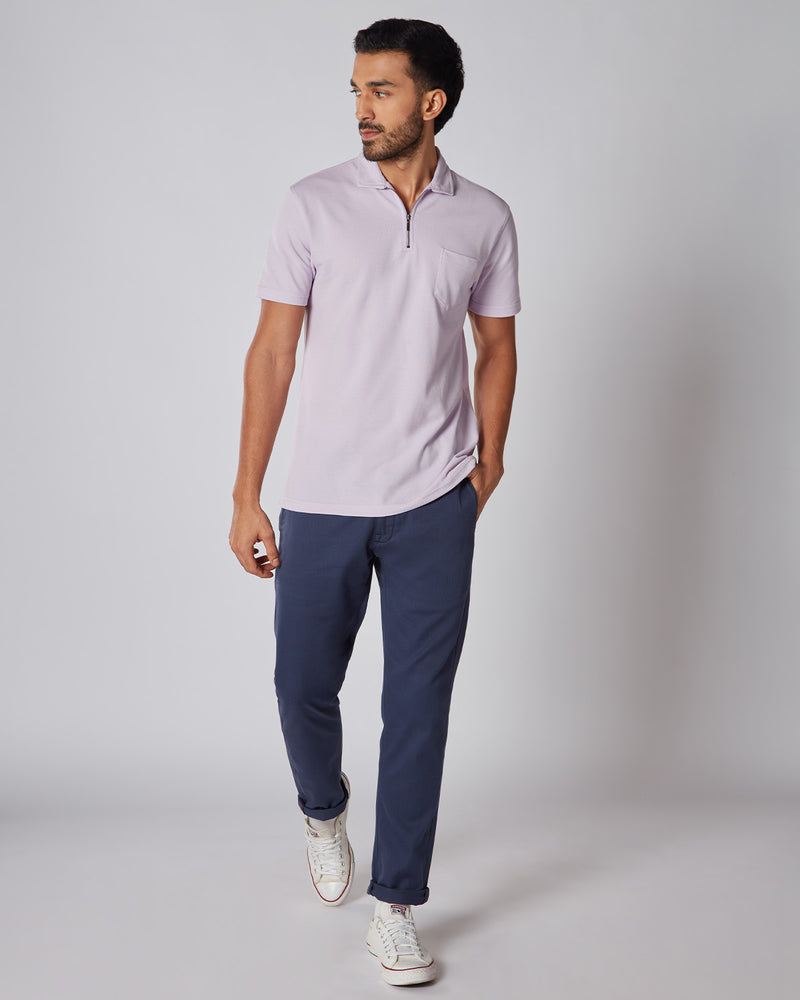 Signature Zipper Polo T-Shirt - Lavender