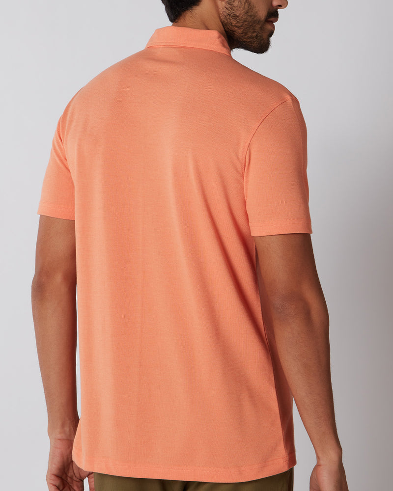 Signature Zipper Polo T-Shirt - Orange