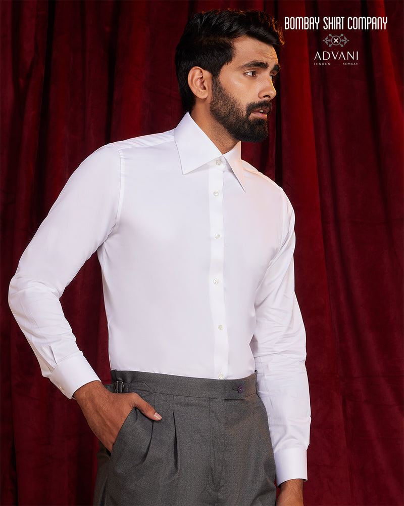 BSC x ALB | Grand Collar Satin Shirt - White