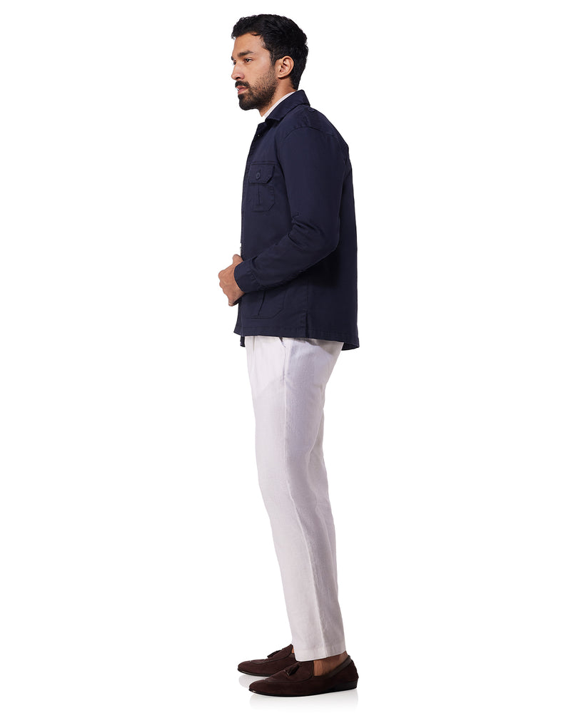 Ashcroft Washed Twill Shacket - Navy
