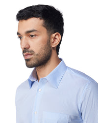 Blue & White Stretch Poplin Striped Shirt