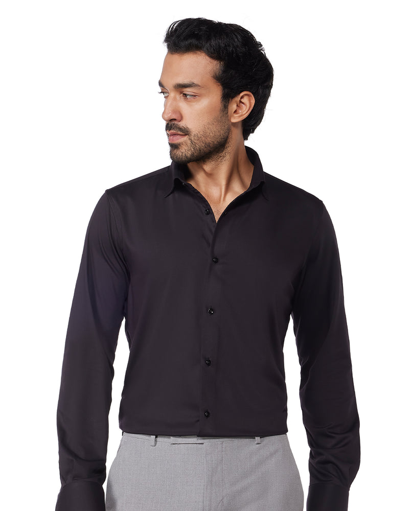 Black Smooth Cotton Poplin Shirt