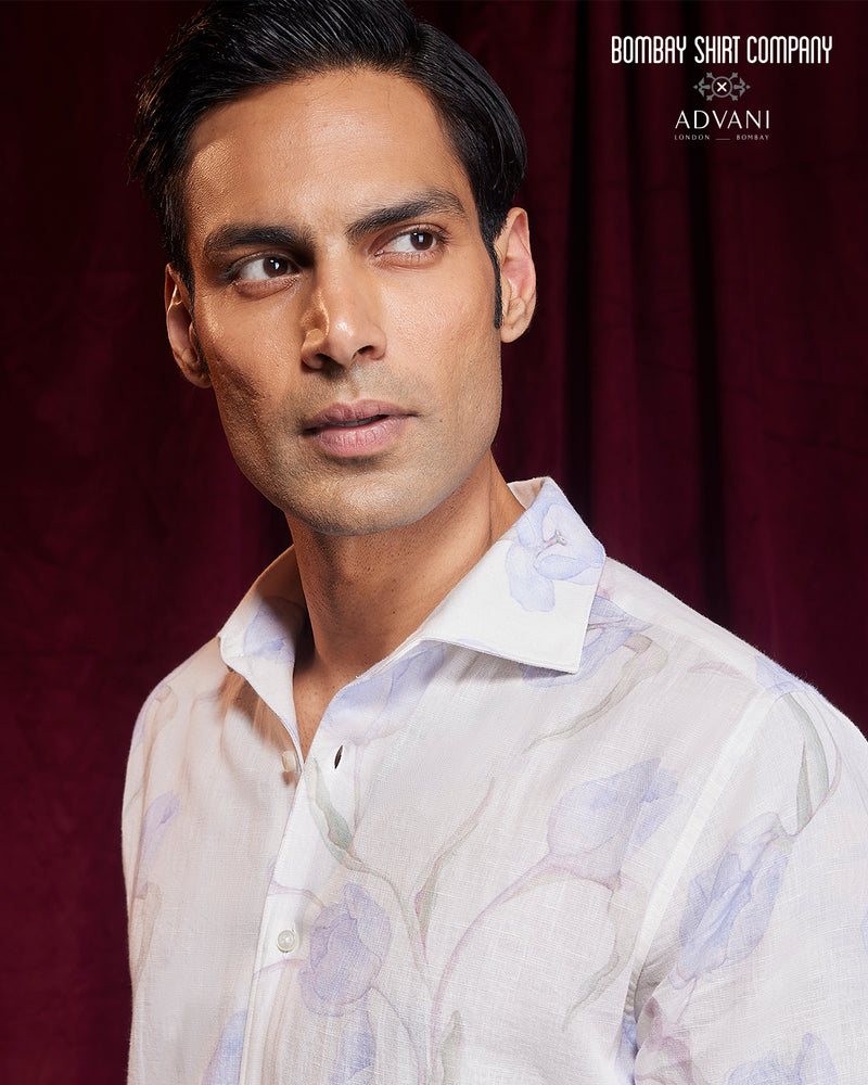 BSC x ALB | Terrace Cotton Linen Printed Shirt - Blue