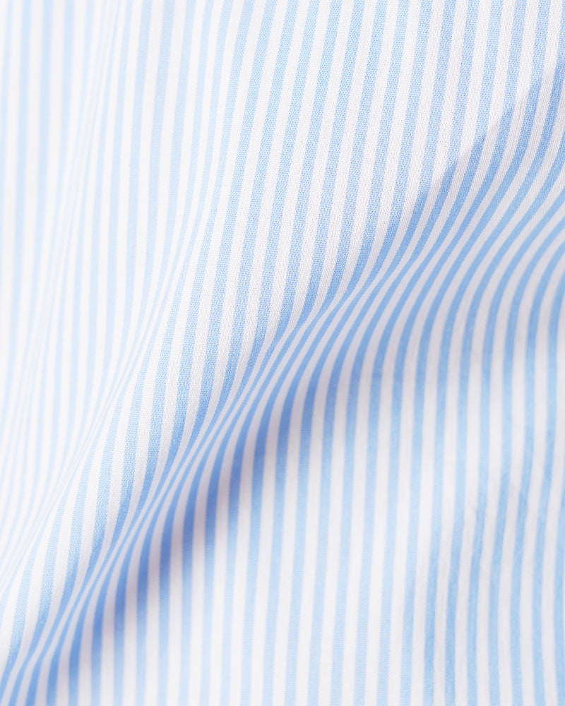 Blue & White Stretch Poplin Striped Shirt