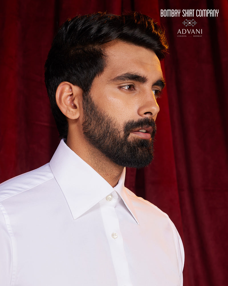BSC x ALB | Grand Collar Satin Shirt - White