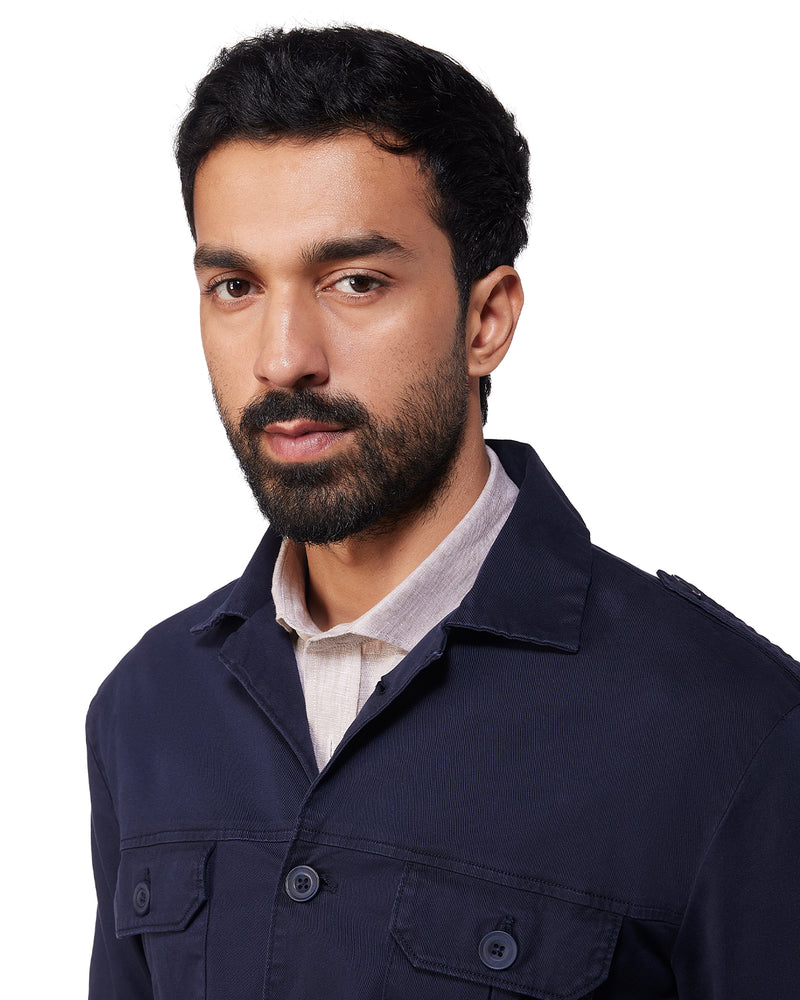 Ashcroft Washed Twill Shacket - Navy