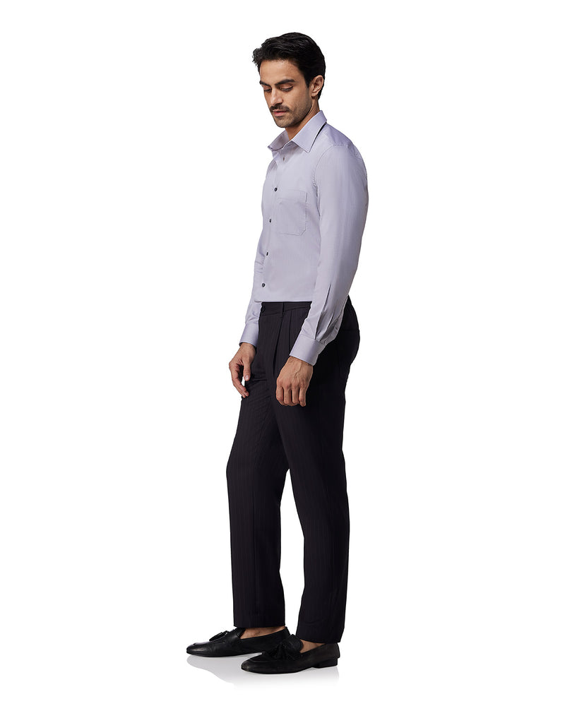Grey Cotton Herringbone Shirt