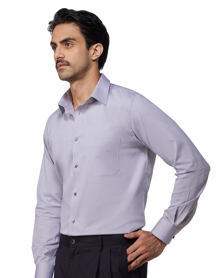 Grey Cotton Herringbone Shirt
