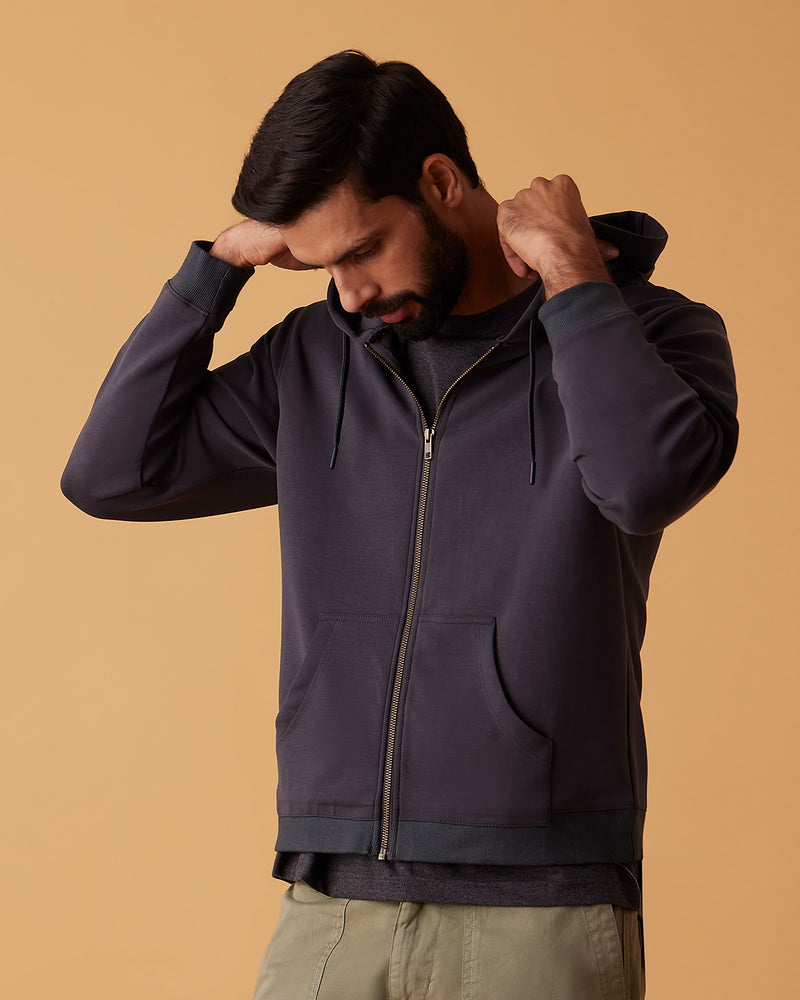 Luxe Journey Zipper Hoodie - Dark Grey
