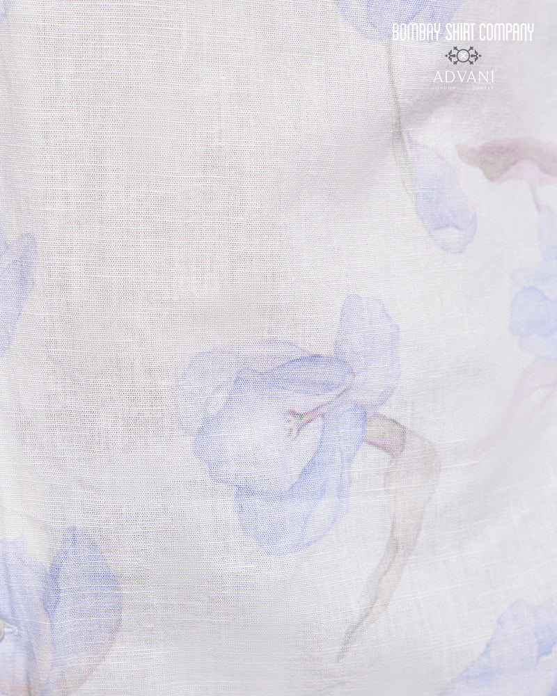 BSC x ALB | Terrace Cotton Linen Printed Shirt - Blue