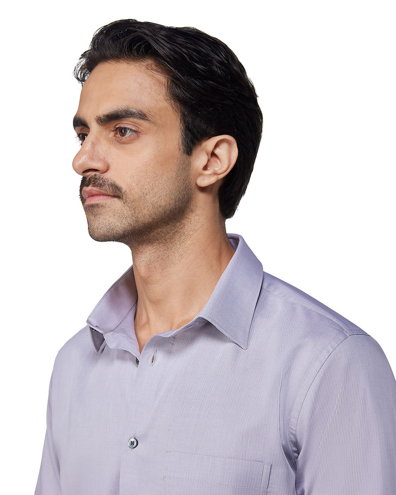 Grey Cotton Herringbone Shirt