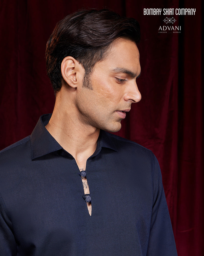 BSC x ALB | Riviera Cotton Linen Popover Shirt - Navy