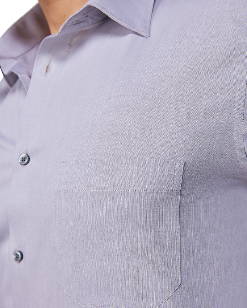 Grey Cotton Herringbone Shirt