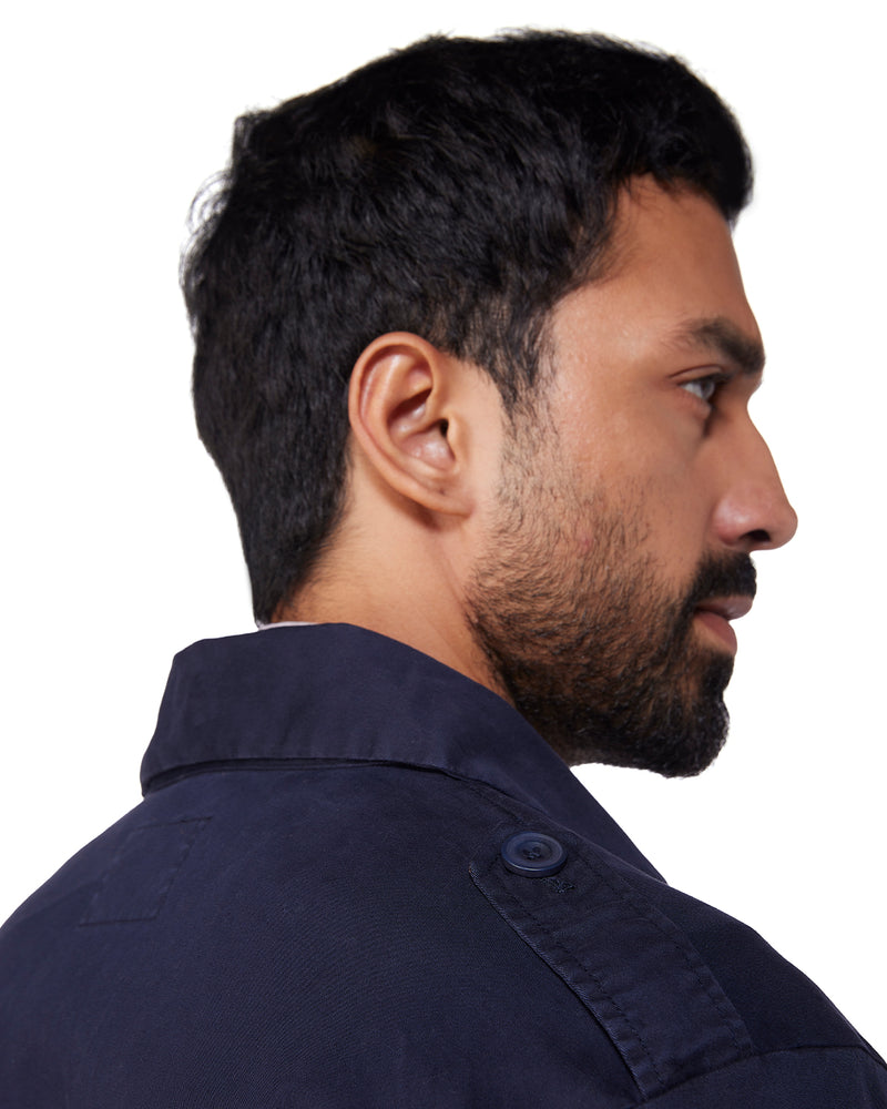 Ashcroft Washed Twill Shacket - Navy