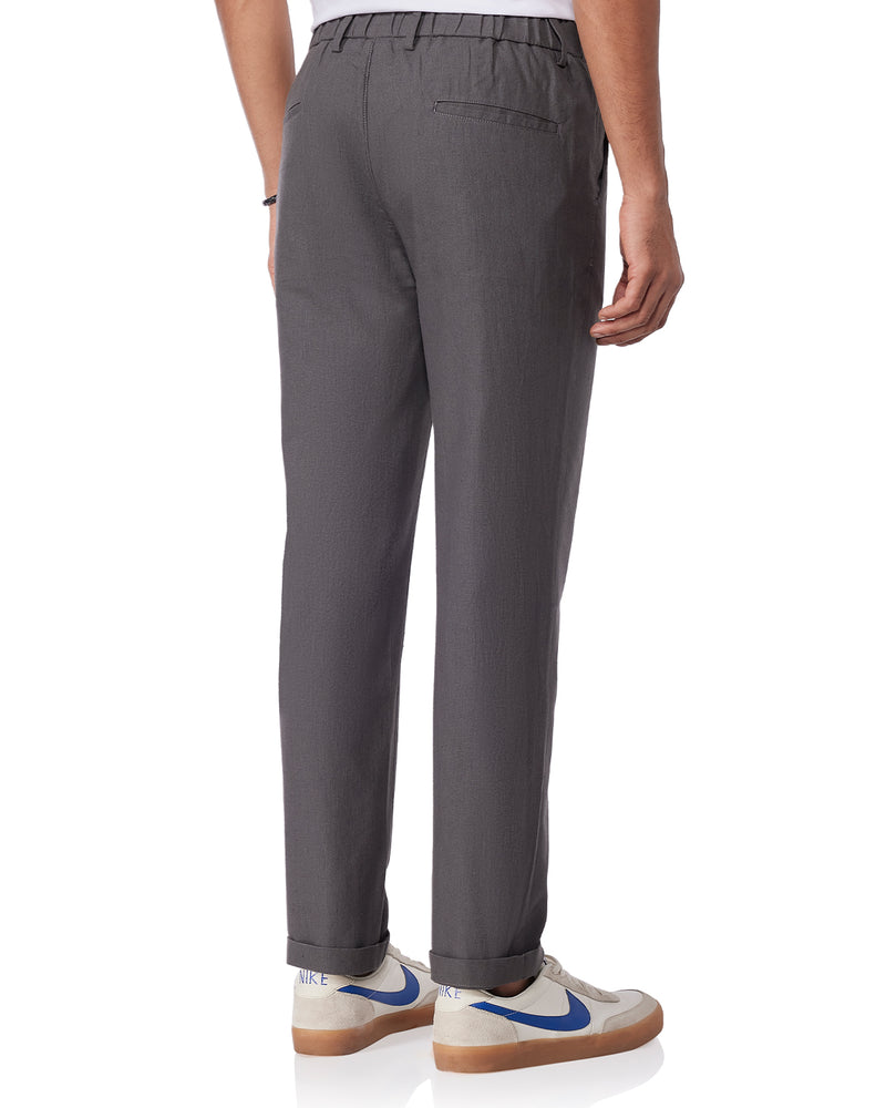 Tropicscape Cotton Linen Pants - Dark Grey