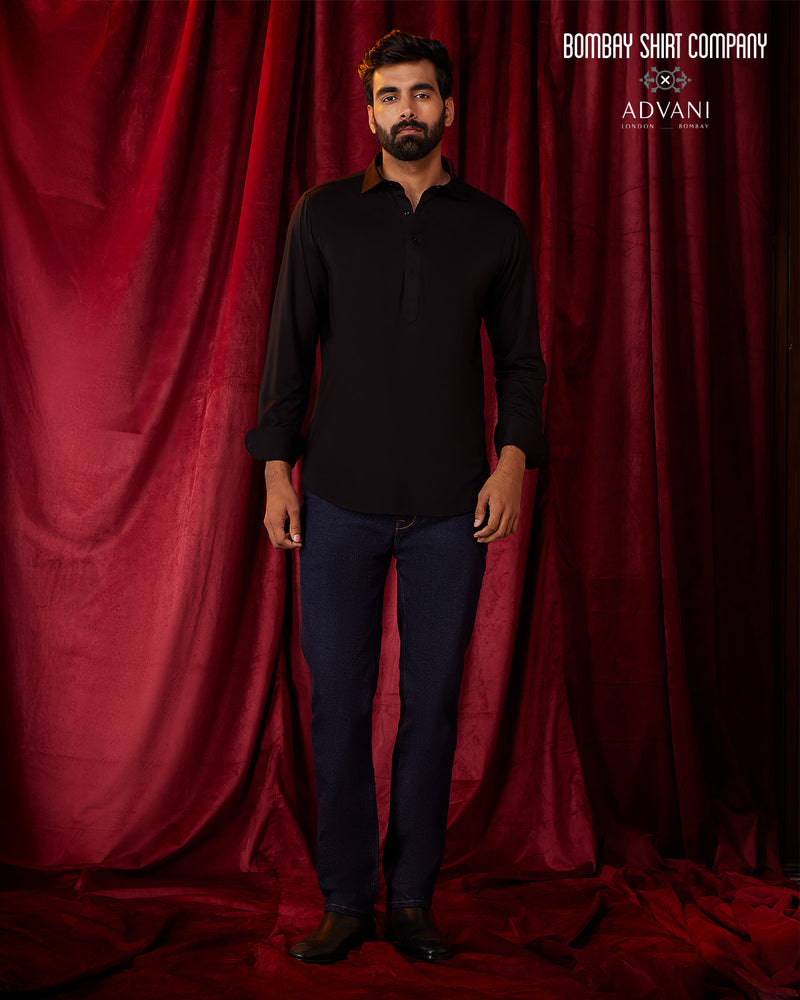 BSC x ALB | Monte Carlo Popover Stretch Knit Shirt - Black