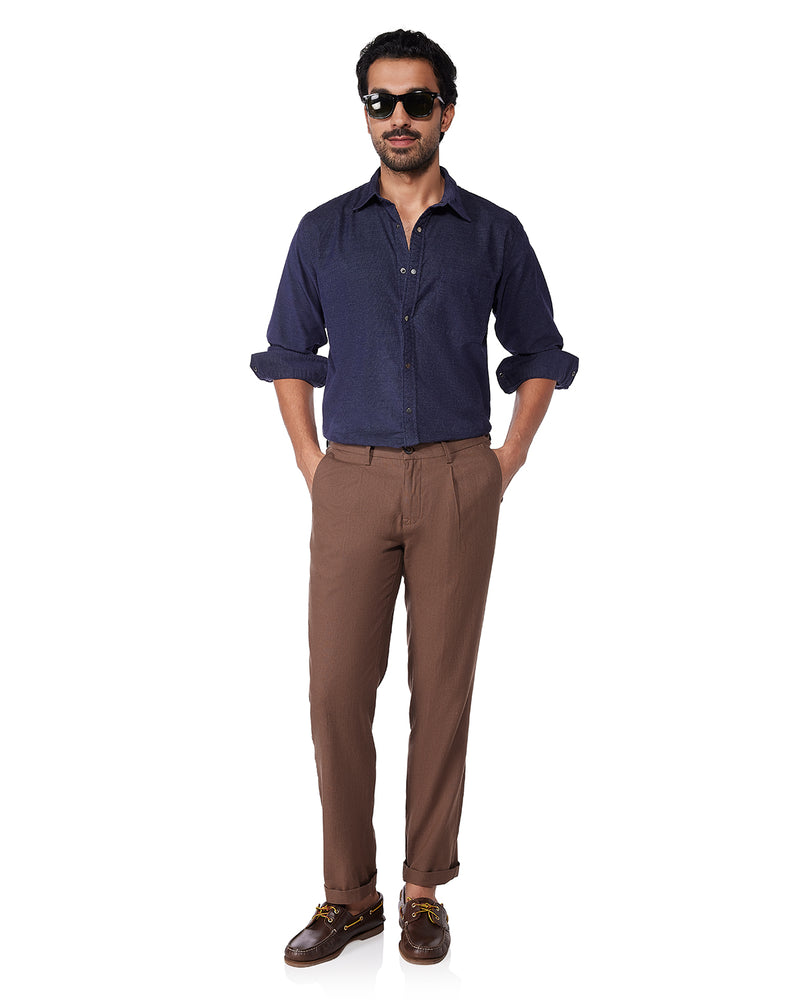 Tropicscape Cotton Linen Pants - Brown