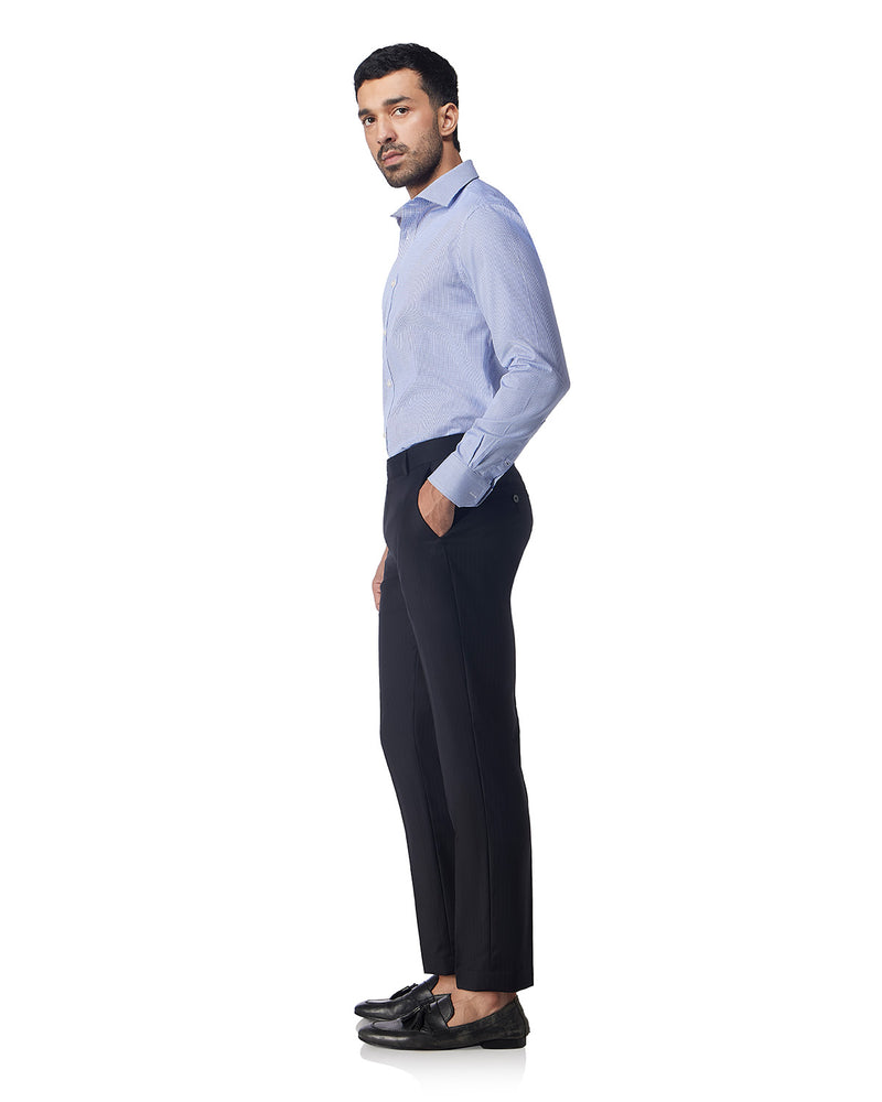 Dark Blue Cotton Checked Shirt