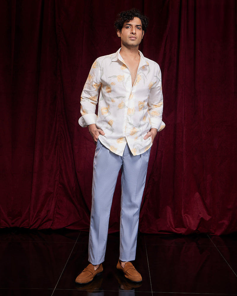 BSC x ALB | Terrace Cotton Linen Printed Shirt - Yellow