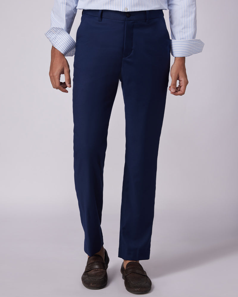 Exquisite Blended Wool Dress Pants - Navy