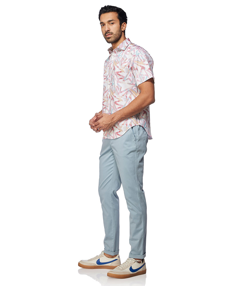 Yellow & Pink Line Printed Shirt
