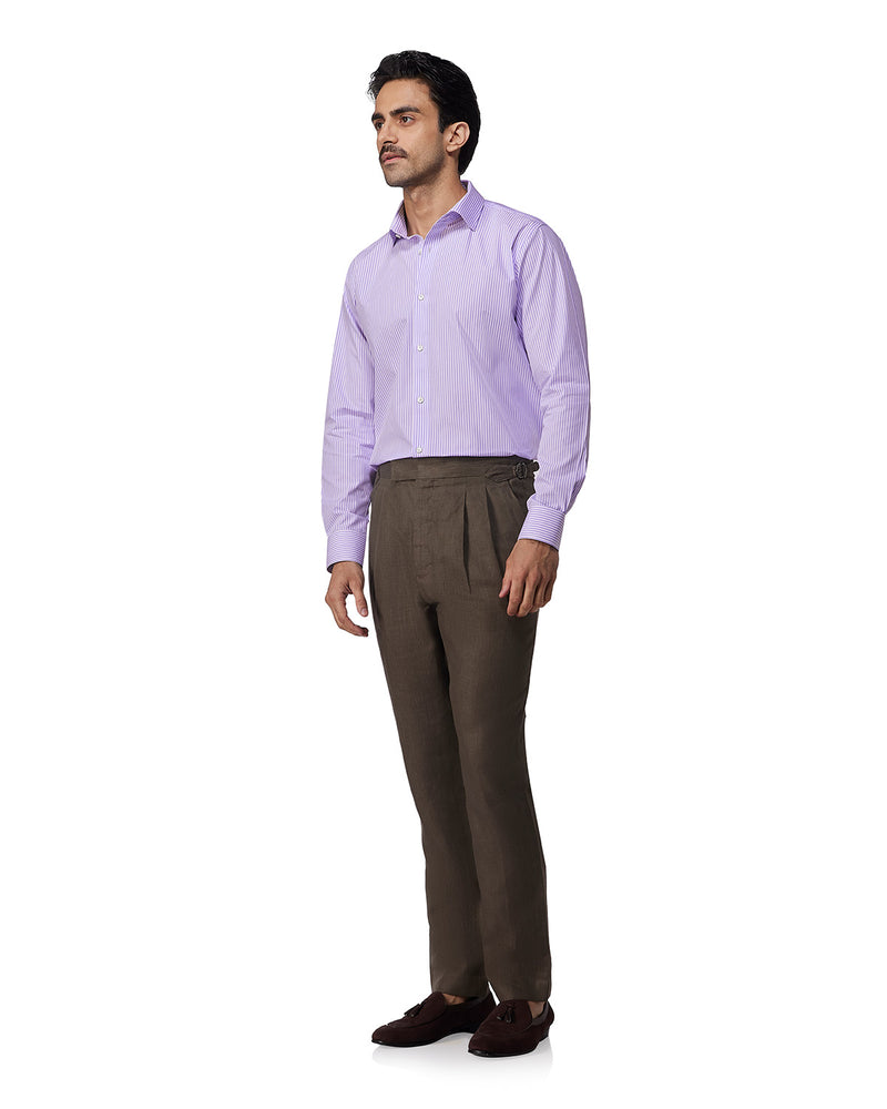 Lavender Cotton Oxford Striped Shirt