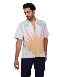 Orange Ember Printed Seersucker Shirt