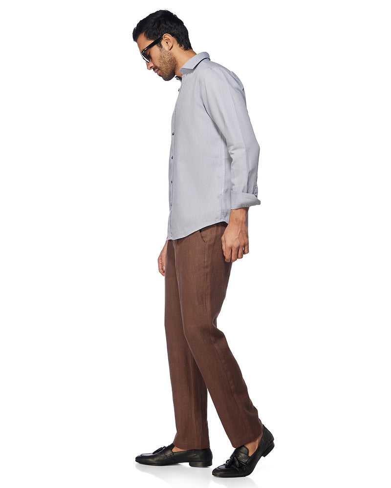 Bluish Grey Cotton Linen Shirt