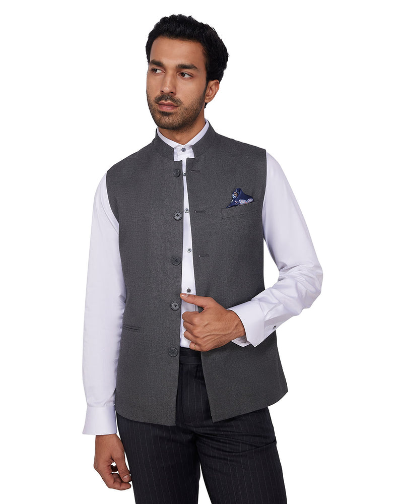 Opal Stretch Nehru Jacket - Grey