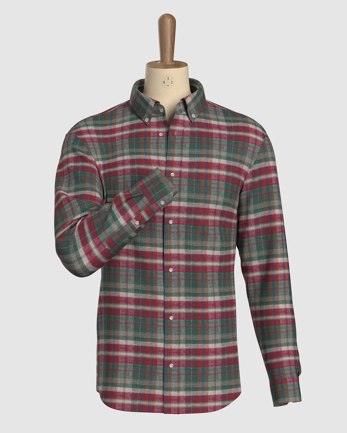 Japanese Flannel Checked Shirt - Green & Red