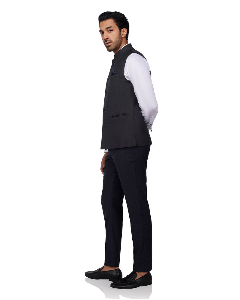 Cresta Blended Wool Nehru Jacket - Dark Grey