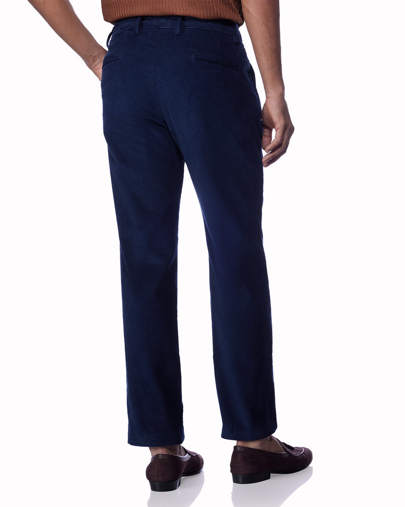Sierra Corduroy Pleated Chinos - Navy