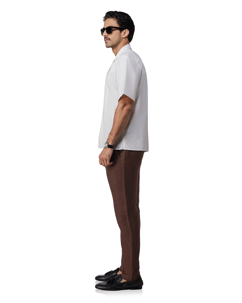 White Half-Sleeve Cut & Sew Stretch Knit Shirt