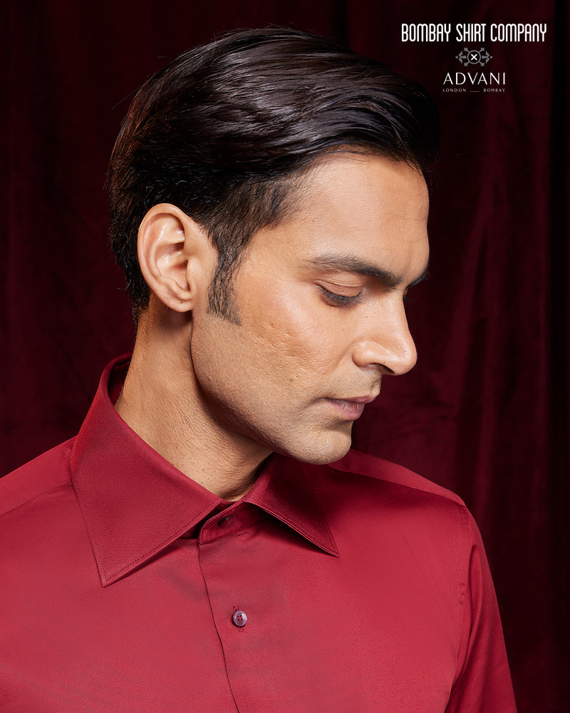 BSC x ALB | Grand Collar Satin Shirt - Red