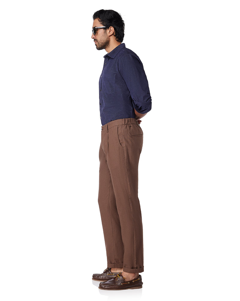 Tropicscape Cotton Linen Pants - Brown