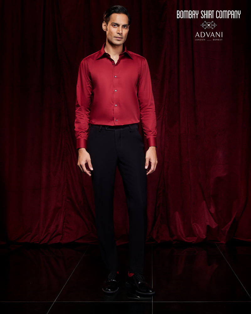 BSC x ALB | Grand Collar Satin Shirt - Red