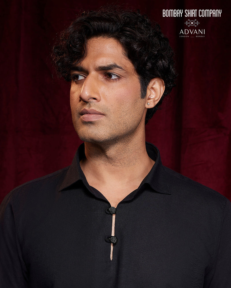 BSC x ALB | Riviera Cotton Linen Popover Shirt - Black