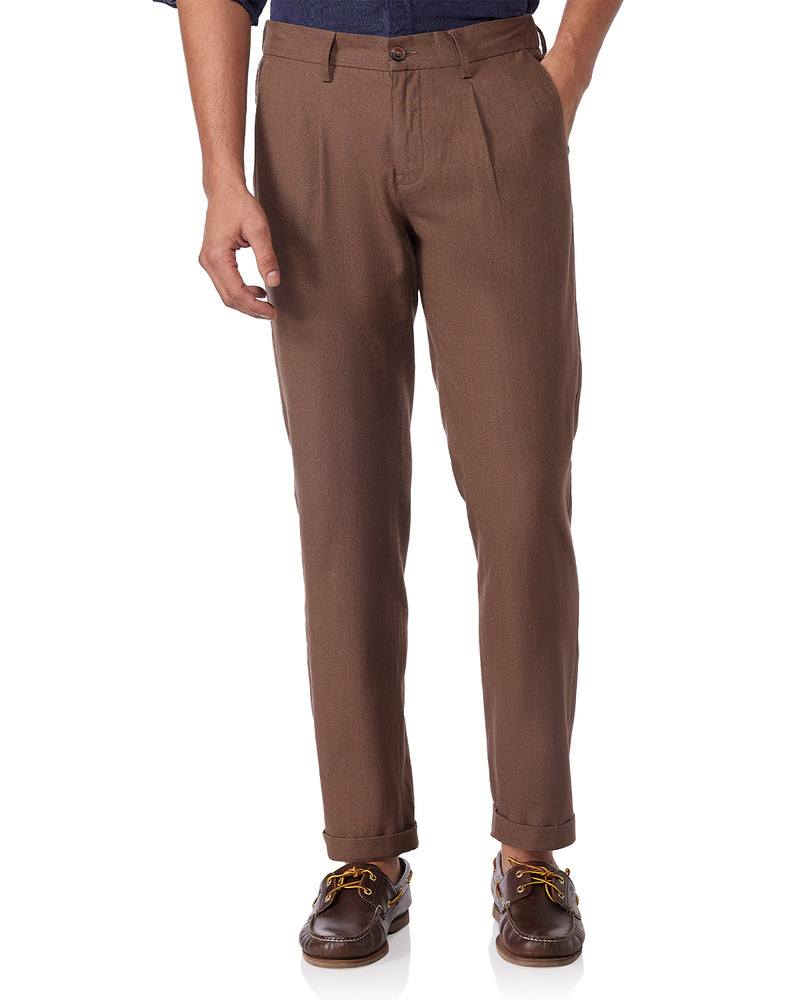 Tropicscape Cotton Linen Pants - Brown