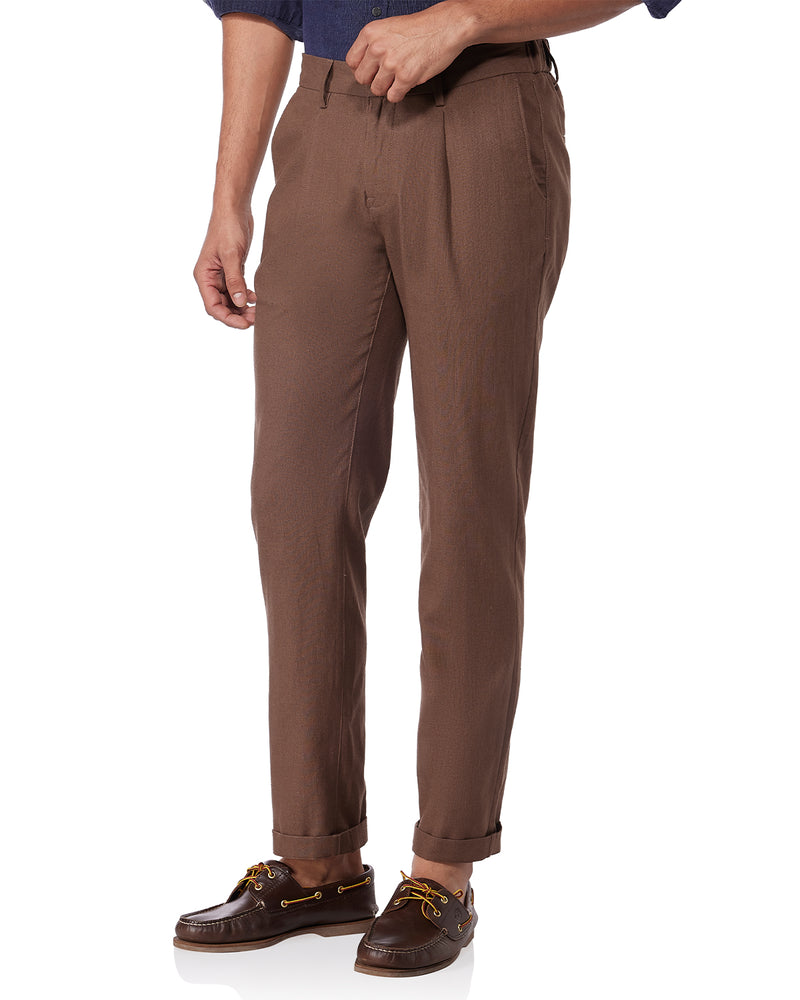 Tropicscape Cotton Linen Pants - Brown