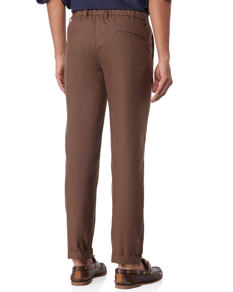 Tropicscape Cotton Linen Pants - Brown