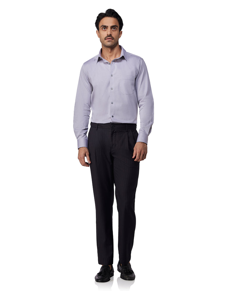 Grey Cotton Herringbone Shirt