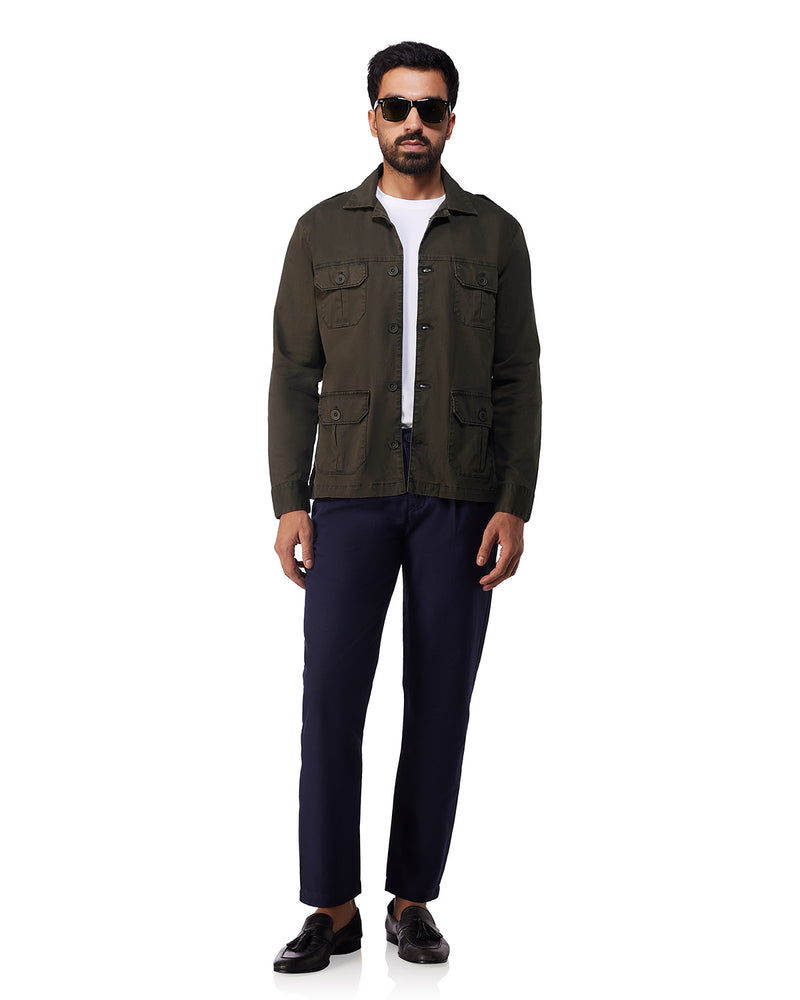 Ashcroft Washed Twill Shacket - Olive