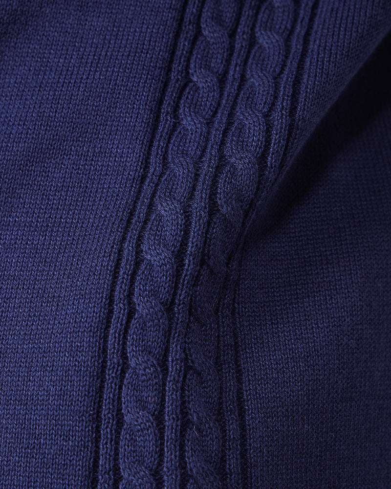 Blue Half-Sleeve Jacquard Flat Knit Shirt